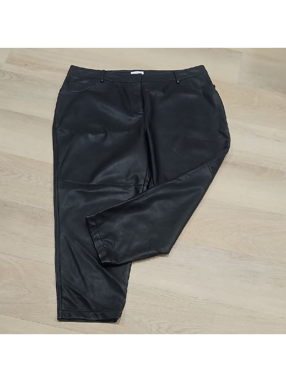 Plus Size 20 Hudson North Pleather Black Ankle Dress Pants